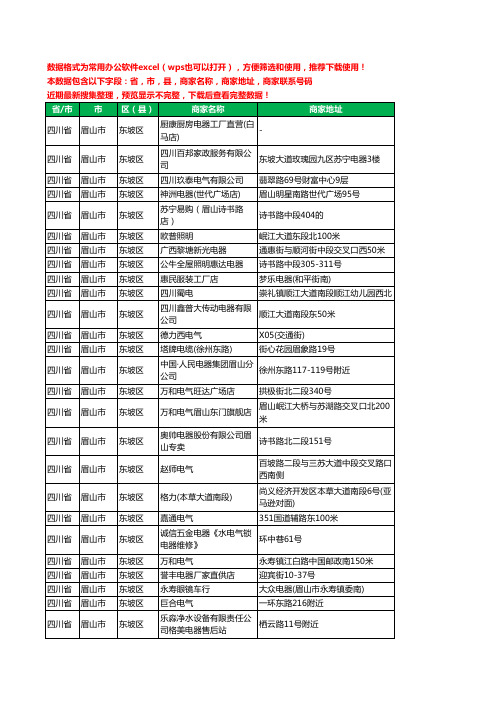 2020新版四川省眉山市东坡区电器有限公司工商企业公司商家名录名单黄页联系电话号码地址大全59家
