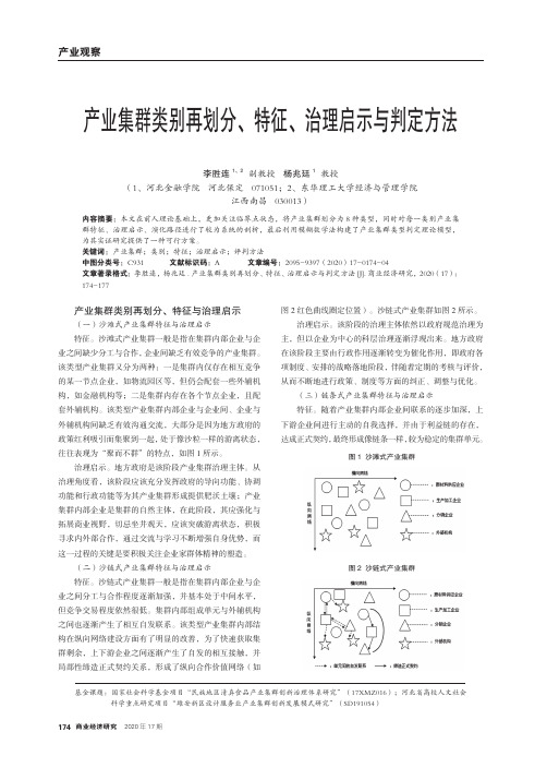 产业集群类别再划分、特征、治理启示与判定方法