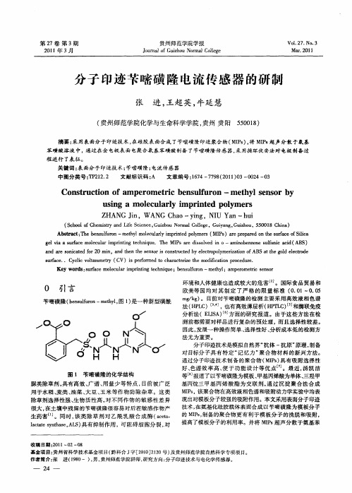 分子印迹苄嘧磺隆电流传感器的研制