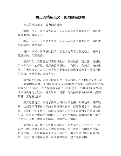 初三的精选范文：毅力创造辉煌