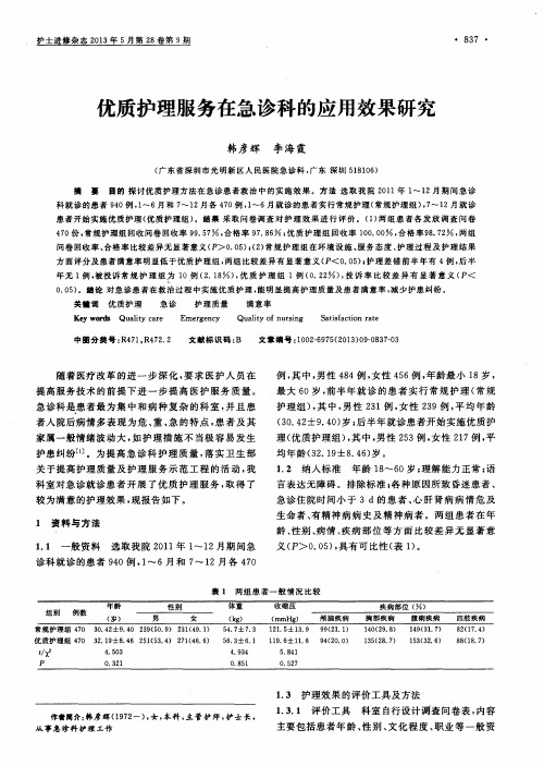 优质护理服务在急诊科的应用效果研究