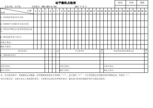 动平衡机点检表