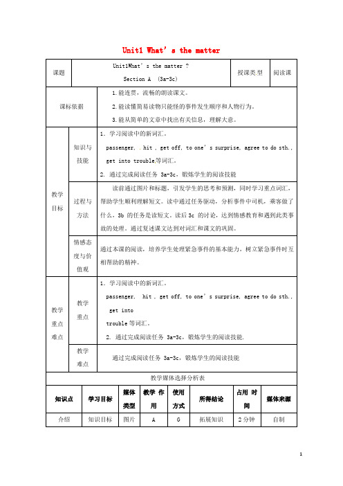 部编版2020学年八年级英语下册 Unit 1 What’s the matter(第3课时) A教案