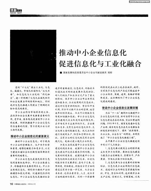 推动中小企业信息化 促进信息化与工业化融合