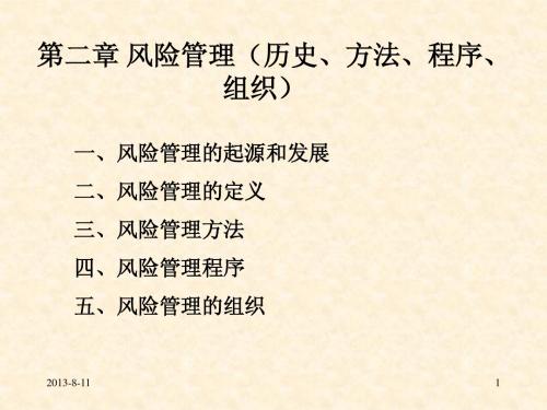 第二章 风险管理(历史、方法、程序、组织)