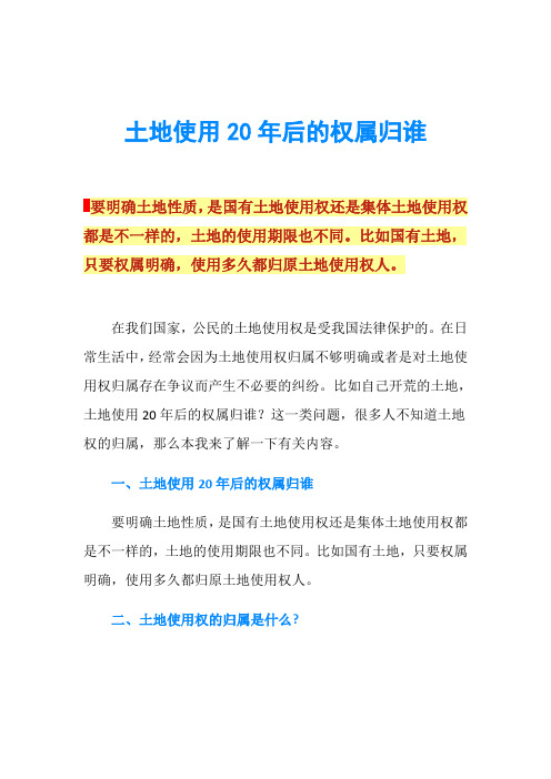 土地使用20年后的权属归谁