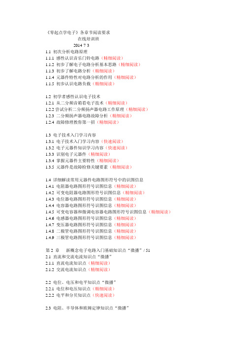 《零起点学电子》各章节阅读要求