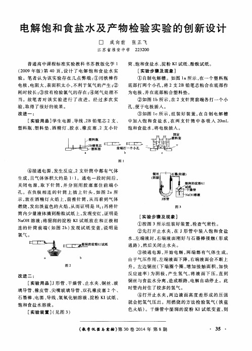 电解饱和食盐水及产物检验实验的创新设计