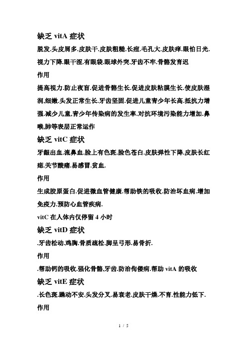 缺乏vitA症状