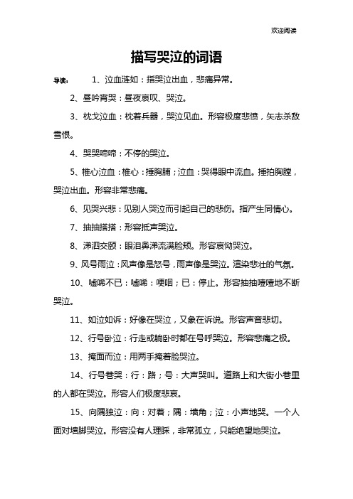 描写哭泣的词语