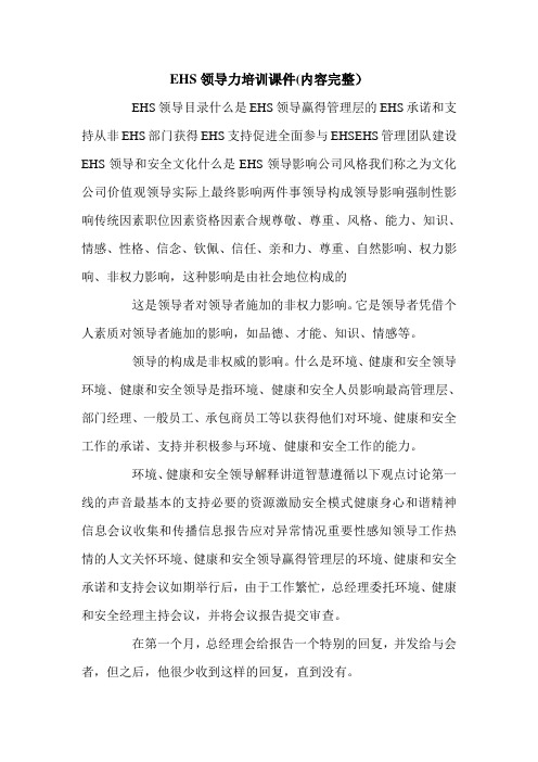 EHS领导力培训课件(内容完整).doc