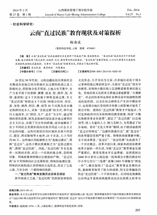 云南“直过民族”教育现状及对策探析