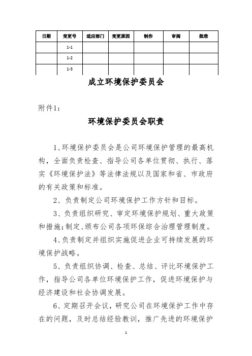 成立环境保护委员会