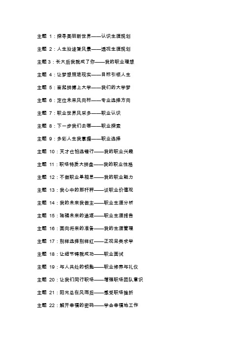 高中职业生涯规划