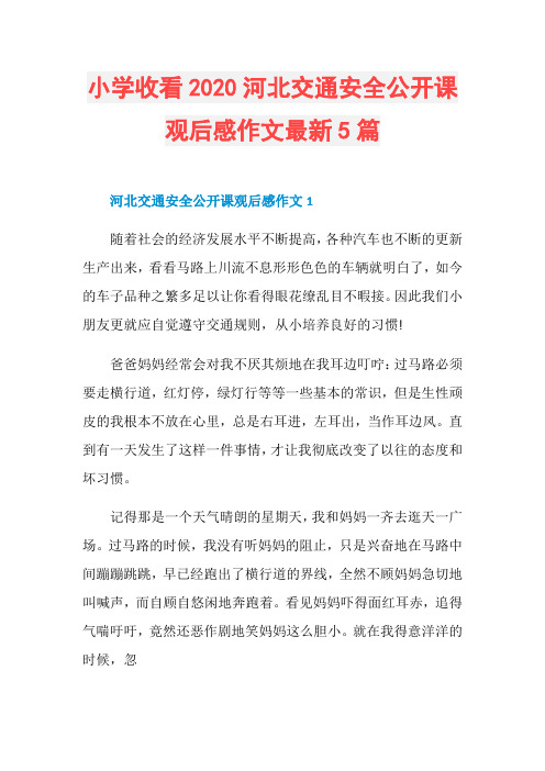 小学收看2020河北交通安全公开课观后感作文最新5篇