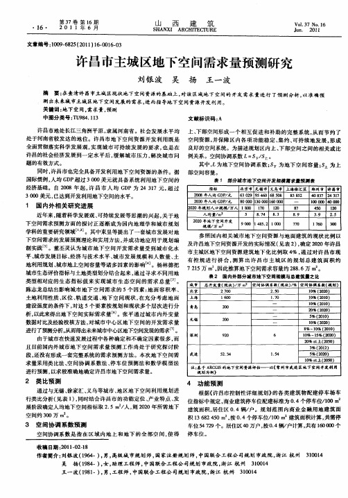 许昌市主城区地下空间需求量预测研究