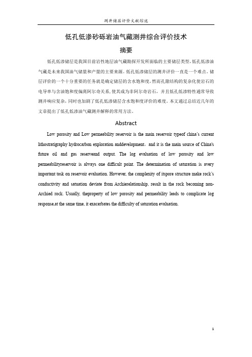 低孔低渗砂砾岩油气藏测井综合评价技术