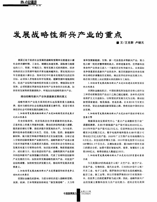发展战略性新兴产业的重点