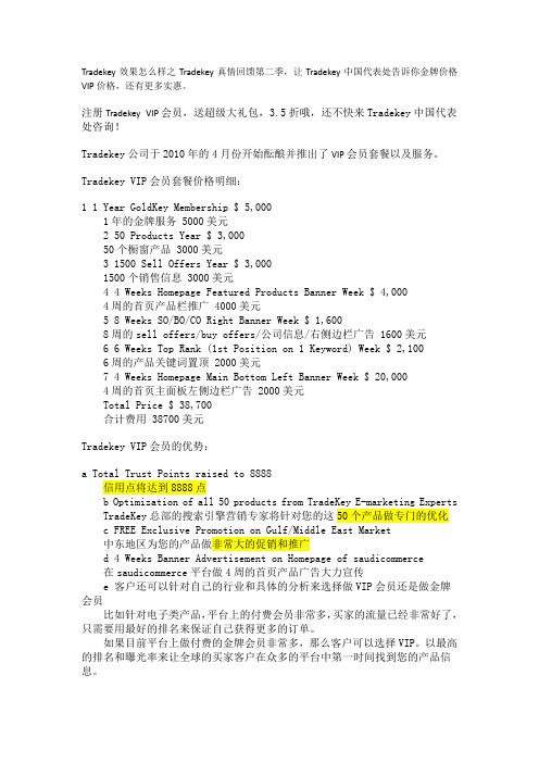 Tradekey效果怎么样之Tradekey报价第二季 Tradekey费用,VIP价格,Tradekey金牌价格