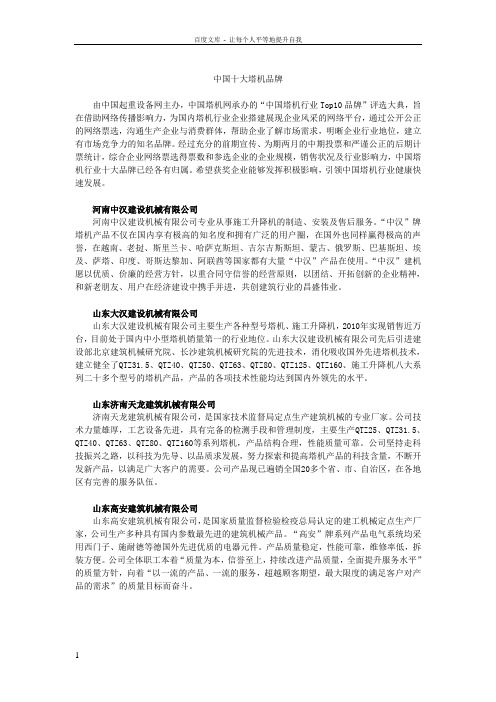 中国十大塔机品牌