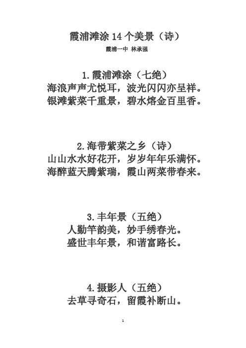 霞浦滩涂14个美景(诗)