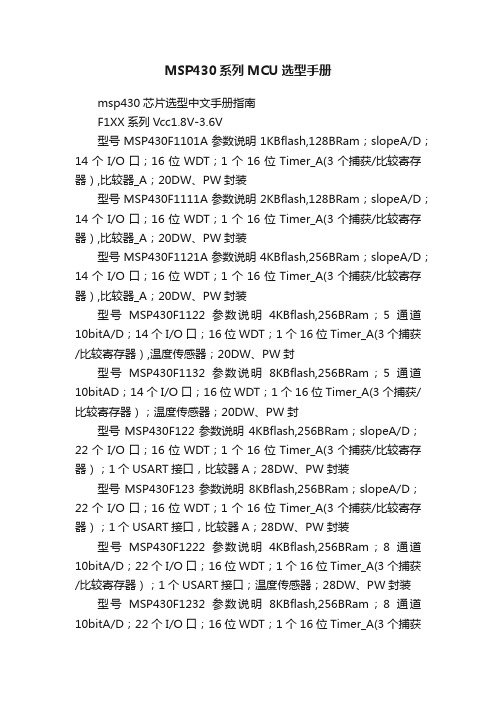 MSP430系列MCU选型手册