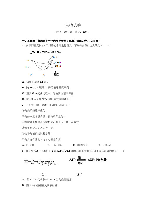 安徽省滁州市明光市明光中学2019-2020高一下学期第二次月考生物试卷 Word版含答案
