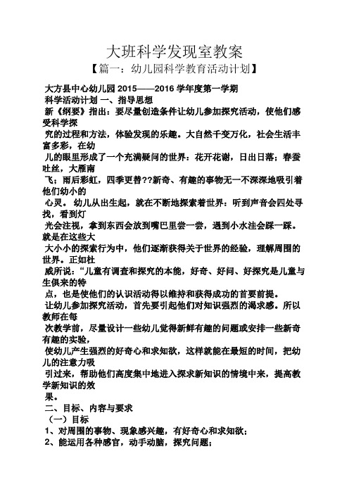 大班科学发现室教案