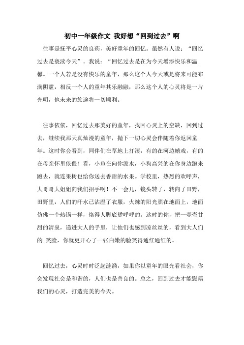 初中一年级作文 我好想“回到过去”啊