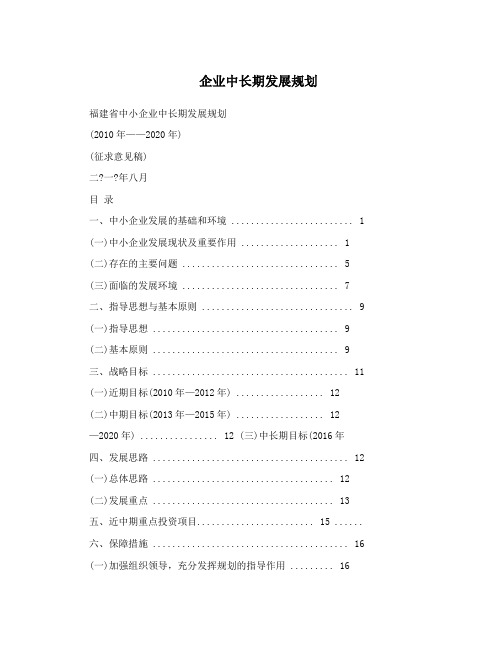 企业中长期发展规划