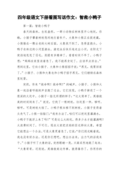 四年级语文下册看图写话作文：智救小鸭子_作文