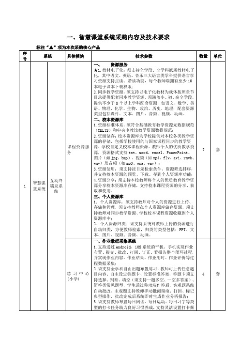 一、智慧课堂系统采购内容及技术要求