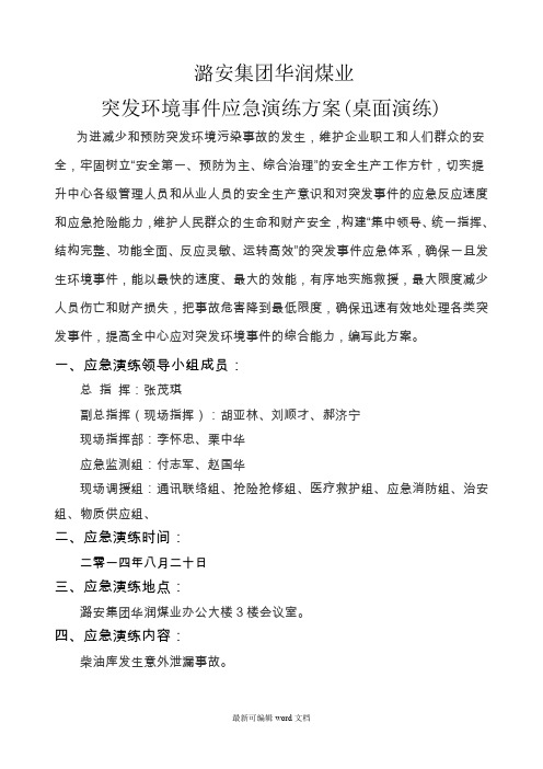 突发环境事件应急演练方案
