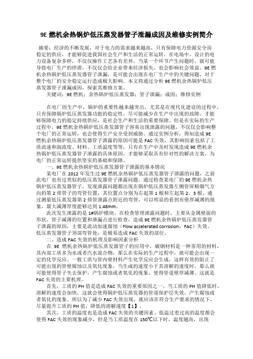 9E燃机余热锅炉低压蒸发器管子泄漏成因及维修实例简介