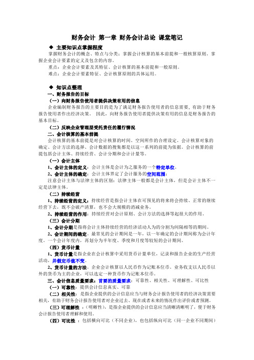 财务会计 第一章 财务会计总论 课堂笔记