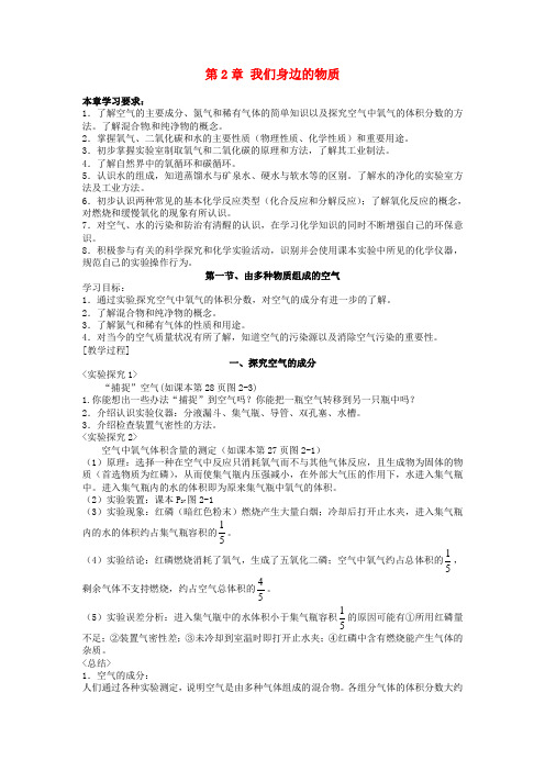 沪教初中化学九上《2第2章 身边的化学物质》word教案 (1)