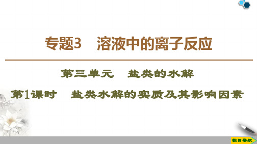 2019-2020江苏高中化学选修4 专题3 第3单元 第1课时 盐类水解的实质及其影响因素