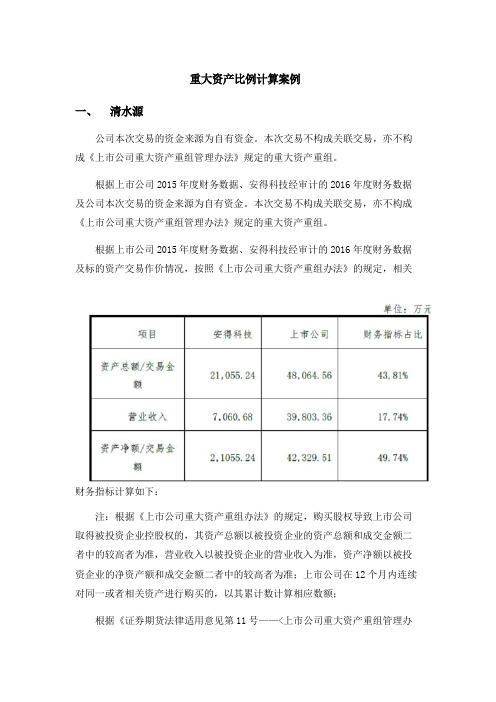 重大资产重组判断指标计算案例