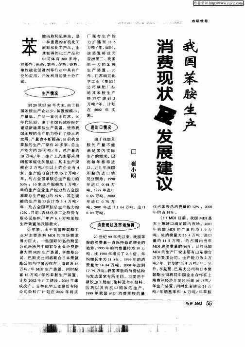 我国苯胺生产消费现状及发展建议