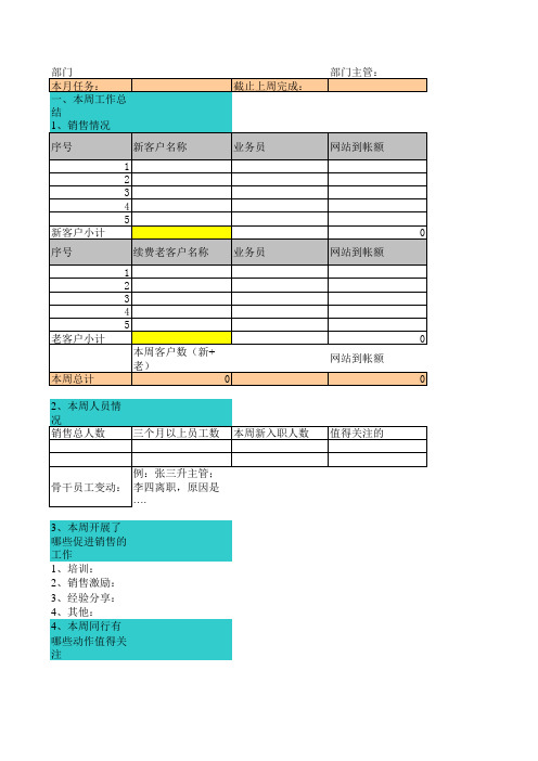 销售经理周报表