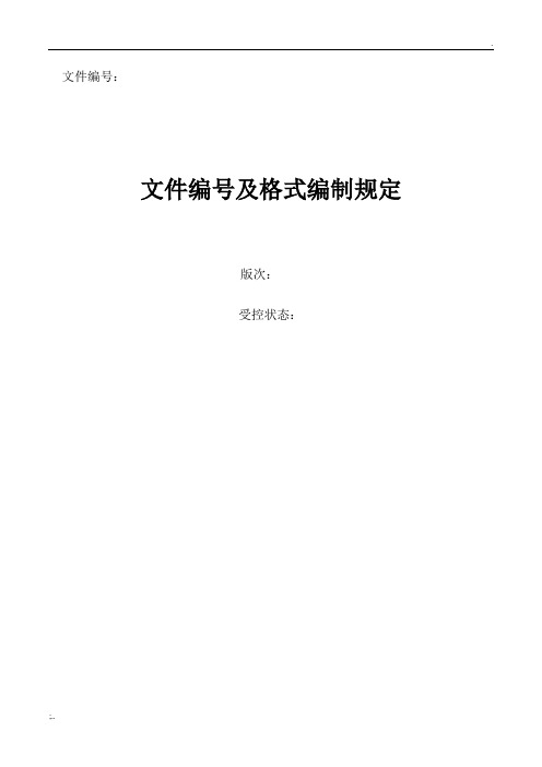 文件编号及格式编制规定
