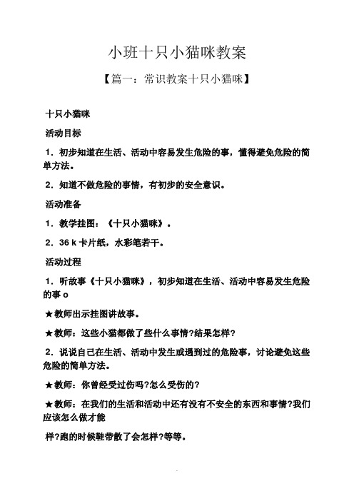 小班十只小猫咪教案