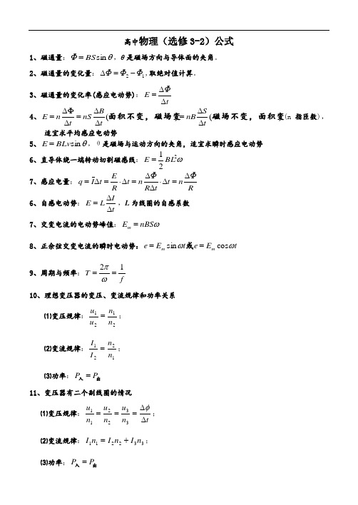 物理选修3-2知识总结(公式)