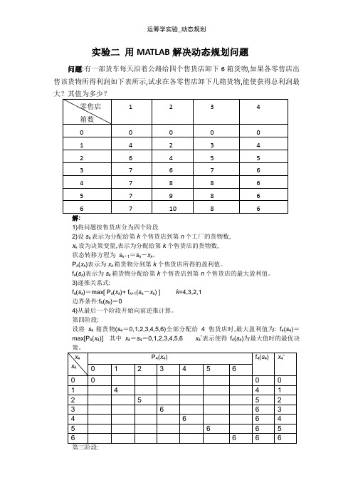 运筹学实验_动态规划