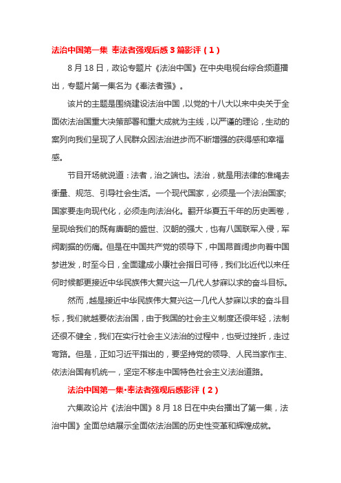 法治中国第一集 奉法者强观后感3篇影评