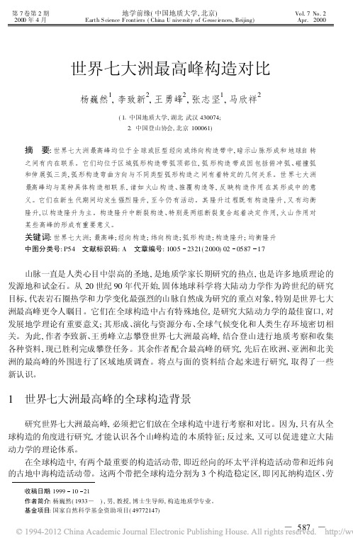 世界七大洲最高峰构造对比