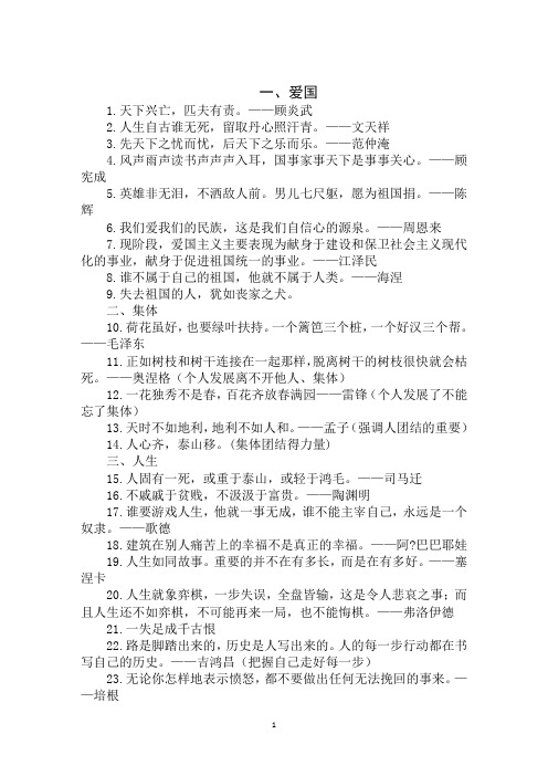 最新2020高考作文名句素材积累范文精选