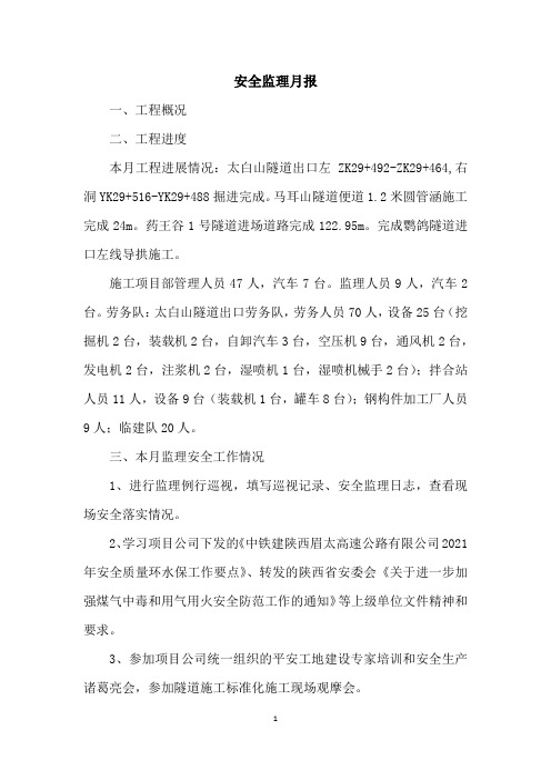 安全监理月报
