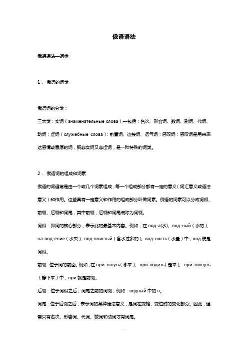 俄语：俄语语法大全