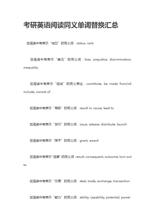 考研英语阅读同义单词替换汇总